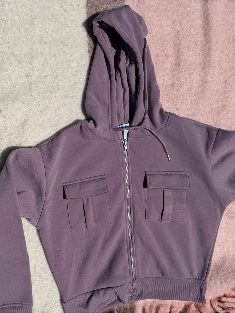 Zip Front Hooded Sweatshirt in Dusty Mauve